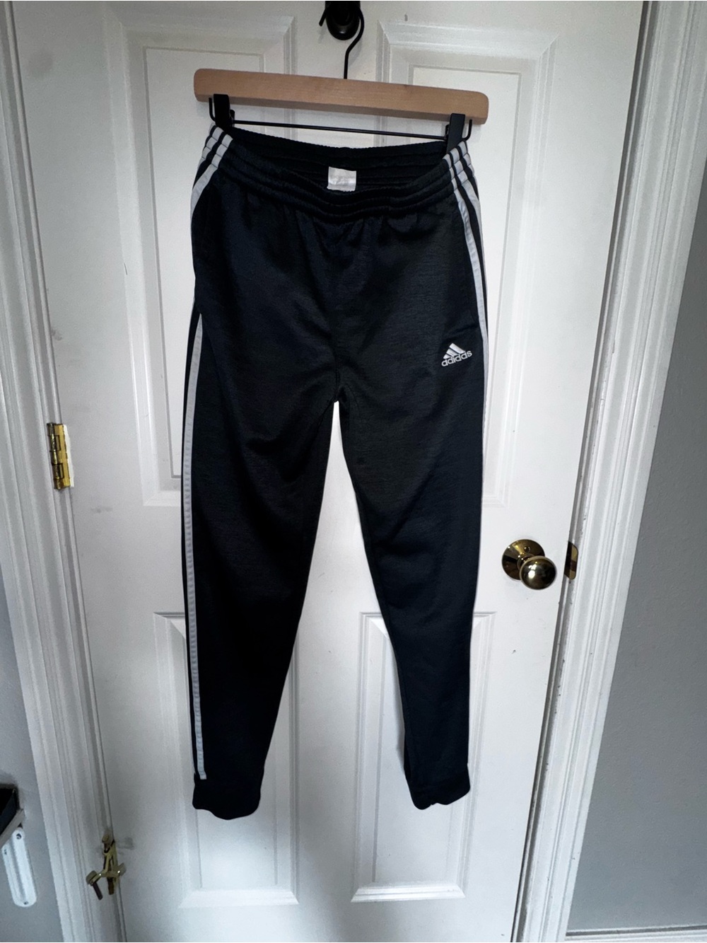 adidas Black Joggers with White Side Stripes - Boys